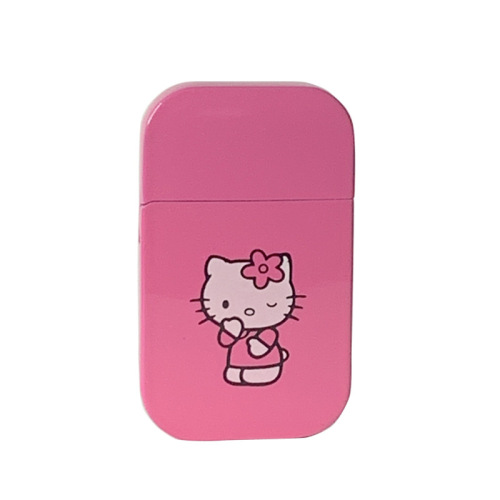Pink Cute Cartoon KT Cat Lighter Metal Windproof Red Hot Ultra-Slim Electronic Inflate Women's Exclusive Lighter