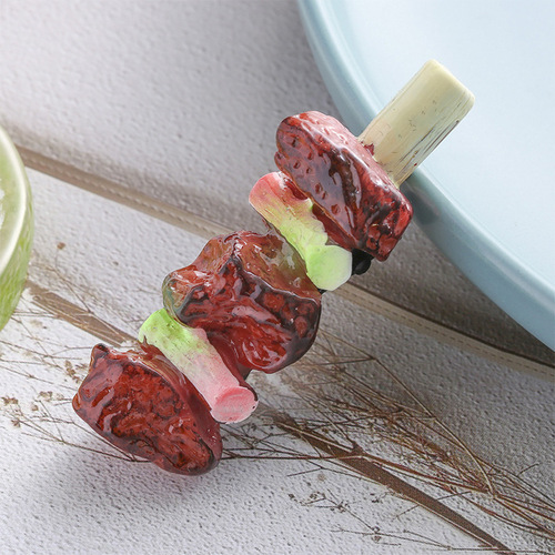 Internet celebrity simulated food funny barbecue hairpin hairpin stewed braised pork ribs side bangs clip headwear hair accessories