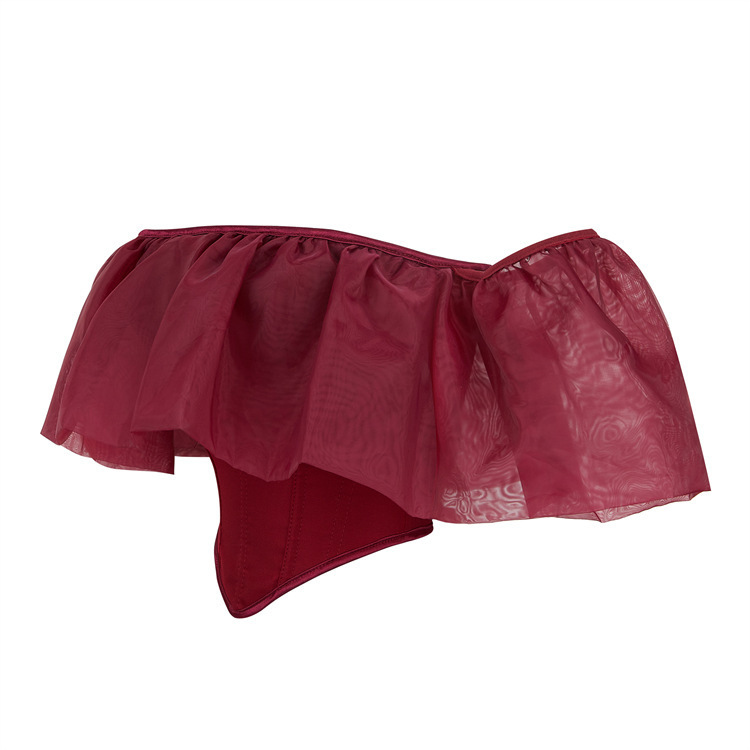 Nuevo corset damas tórax cocinado tórax sexy malla manga hombro plástico top temu suministro transfronterizo