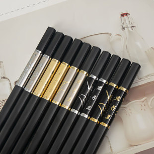 Harbo High Temperature Resistant Alloy Chopsticks Embossed Clivia Non-slip Household Genuine Wholesale Household Not Easy to Mold Commercial