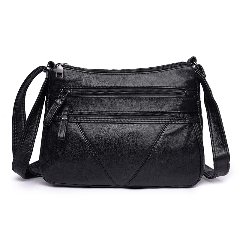 Multi Layer Soft Leather Bag, Middle-aged Women's Crossbody Bag 2024 New Versatile Simple Shoulder Bag, Large Capacity Mother Bag_voghion.com