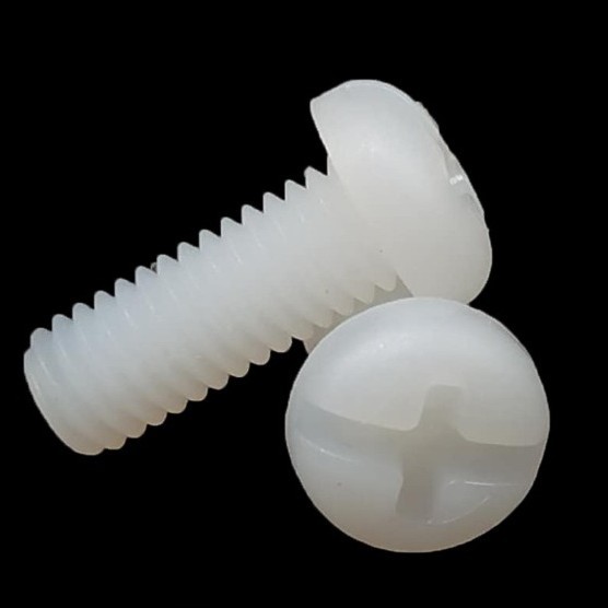 M5 十一字塑料尼龙螺丝钉盘头螺丝绝缘塑胶螺丝PA66手拧螺丝黑白