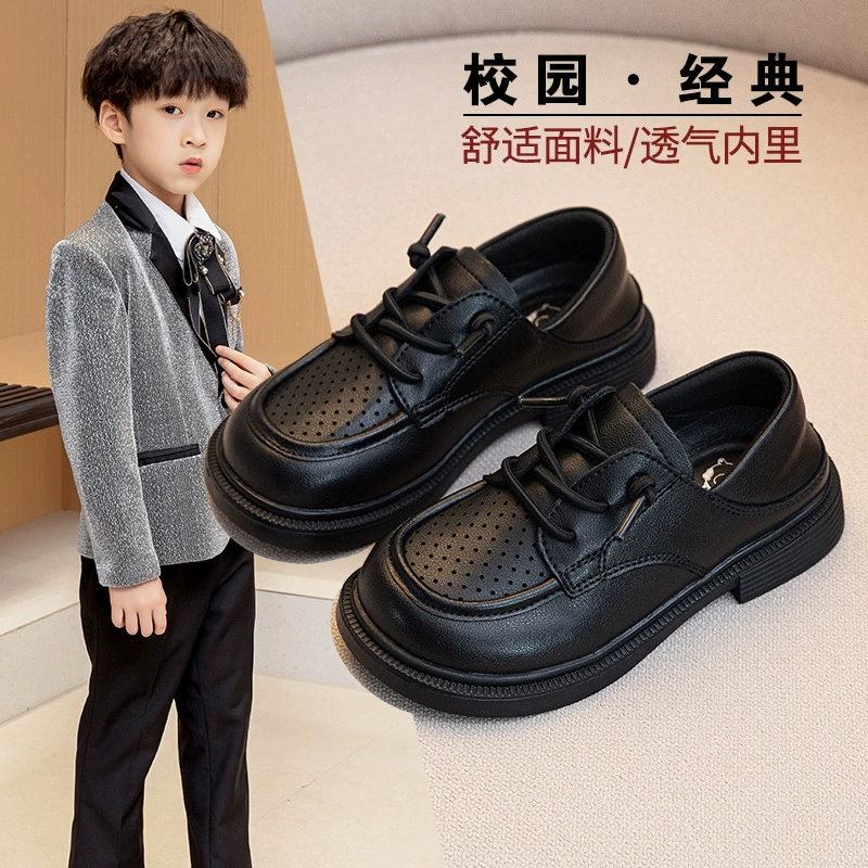 Детская обувь Детская кожаная обувь Черная кожаная обувь в студенческом городке