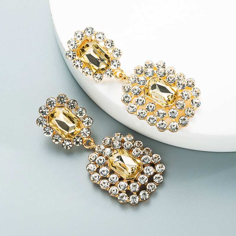 Square Glass Diamond Geometric Earrings Wholesale Jewelry Nihaojewelry display picture 4