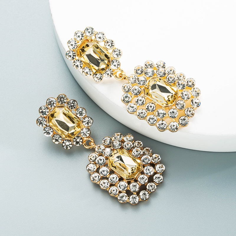 Earrings Classification Fashion Geometric Diamond Alloy Artificial Gemstones Earrings