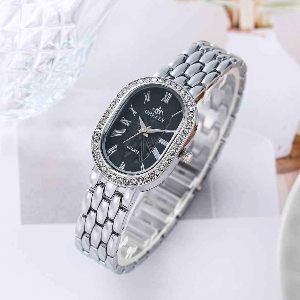Nuevo reloj de lujo transfronterizo con diamantes de imitación para mujer, esfera multicolor en forma de barril, temperamento de moda, cinturón de acero romano, reloj para mujer image 11