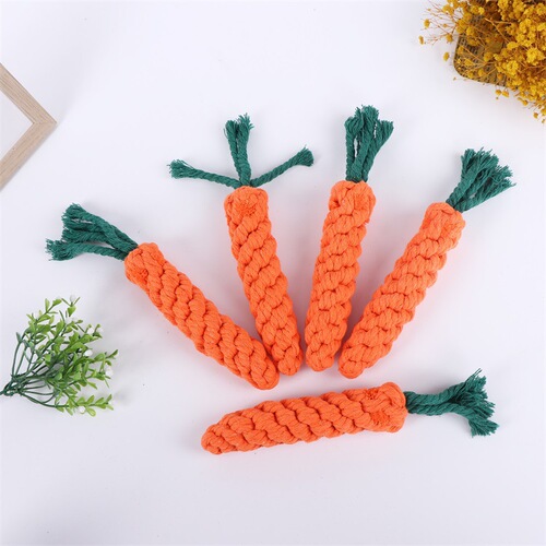 Carrot Dog Chew Rope Pet Toy Dog Durable Woven Cotton Rope Pet Chewing Rope Knot Cross-border Wholesale