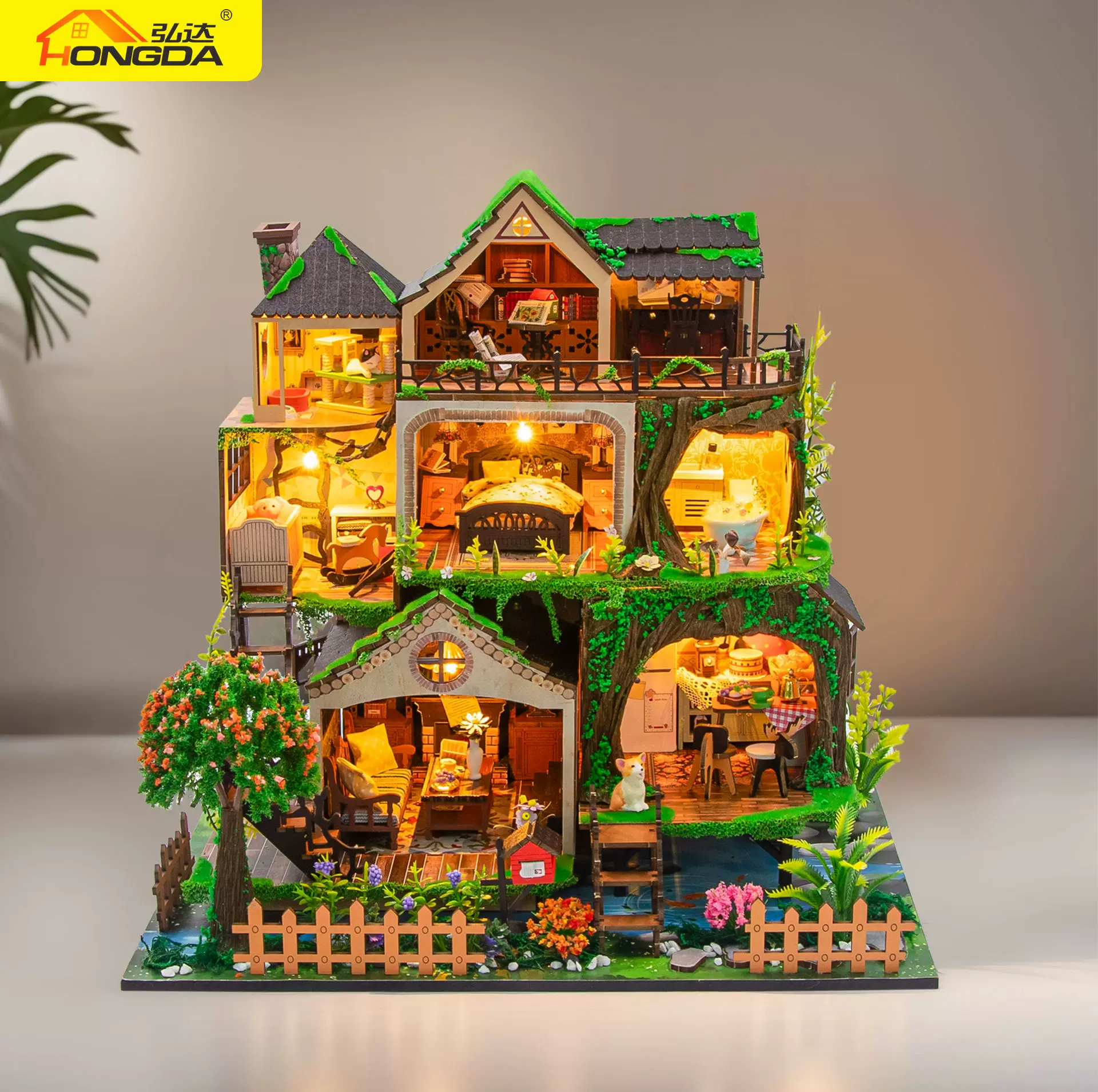 弘达外贸童话森林微缩建筑小屋手工材料包玩具拼装模型别墅摆件
