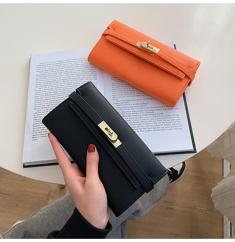 New Wallet Lychee Pattern Kelly Bag Long Money Clip Coin Storage Bag Fashion Clutch Bag display picture 2