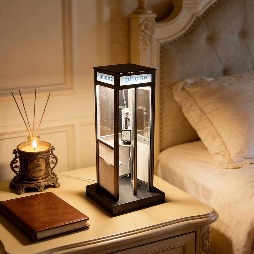 亚马逊 Retro Vintage Tall Phonebooth Lamp电话亭台灯装饰夜灯