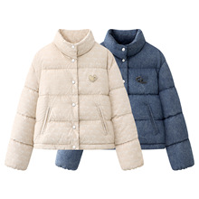 现货 2025冬季新款女休闲时尚百搭立领下摆短款羽绒服外套3J4K206