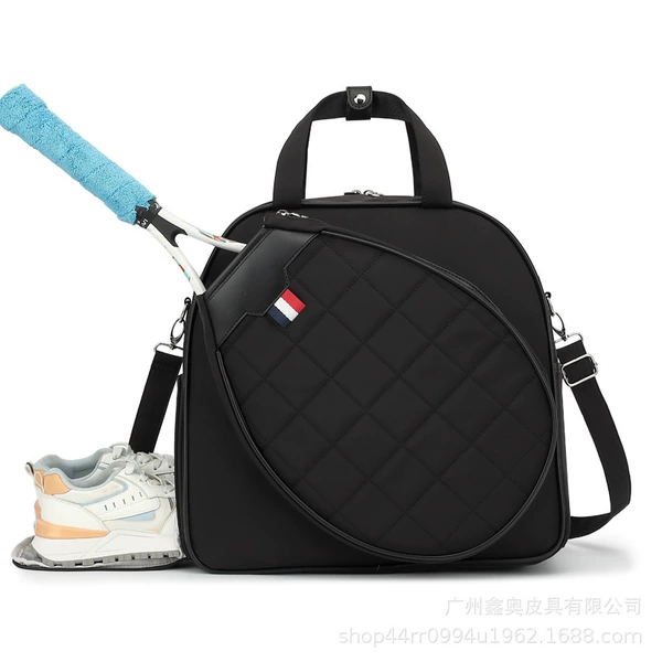 Black plaid tennis bag (independent shoe storage model)