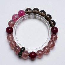 【一见钟情】天然茶晶水晶手串女款百搭草莓晶石榴石时尚手链批发