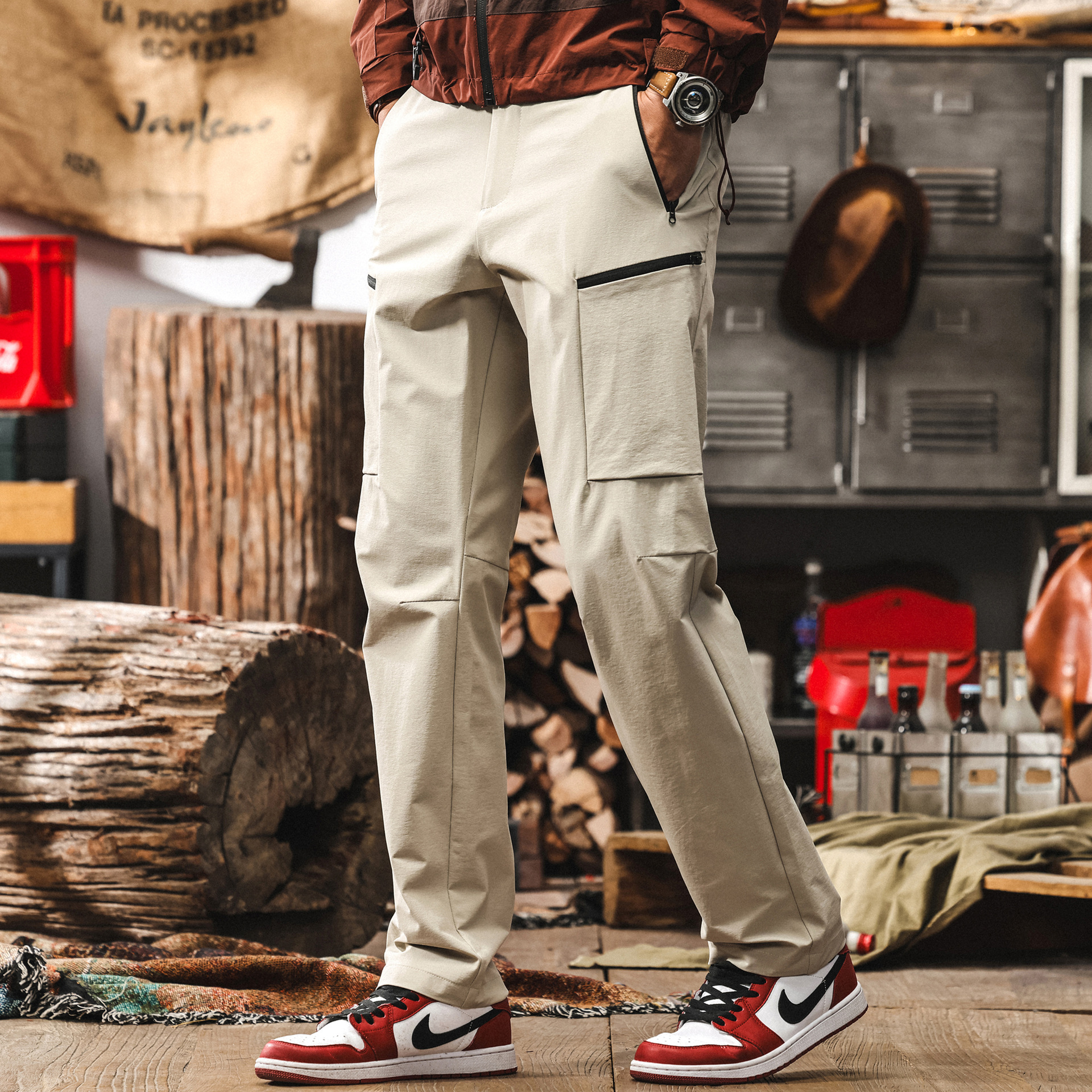 Ice Silk Cool Thin Pants Men's Summer Straight Loose Pants Outdoor Hiking Quick-drying Pants Men's Casual Pants