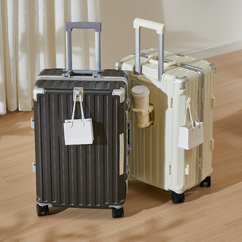 Maleta de gran capacidad con marco de aluminio, maleta con ruedas a juego de color, maleta de aviación, maleta gruesa, rueda universal, duradera