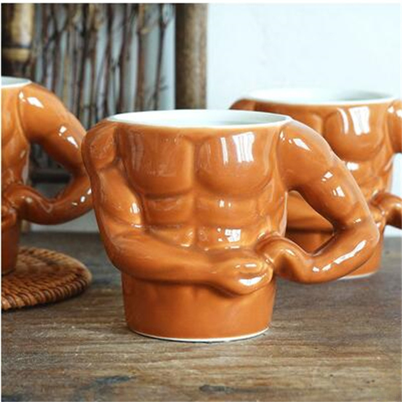 Men's Cup Muscle Cup Ceramic Mug Creative Personality Cup Coffee Cup Ceramic Cup Men's Large Capacity Cup_voghion.com