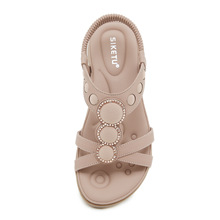 5012-3新款2025年欧美 凉鞋乳胶波西米亚水钻舒适度假大码 平底鞋