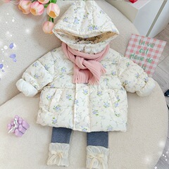 メーカー卸売子供ベルベットコットン服男の子女の子漫画厚い花布コットンコート冬暖かい子供服