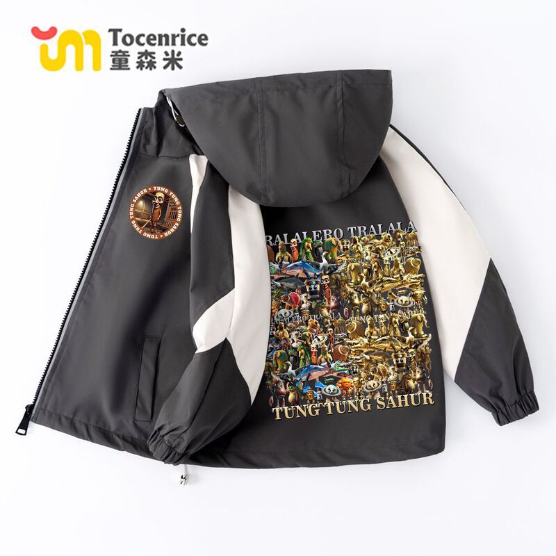 American Mountain and Sea Classic Golden Tongtongge Stick Man Children's Windproof Waterproof Boys' Autumn Jacket American Mountain and Sea Classic Golden Tongtongge Stick Man Children's Windproof Waterproof Boys' Autumn Jacket