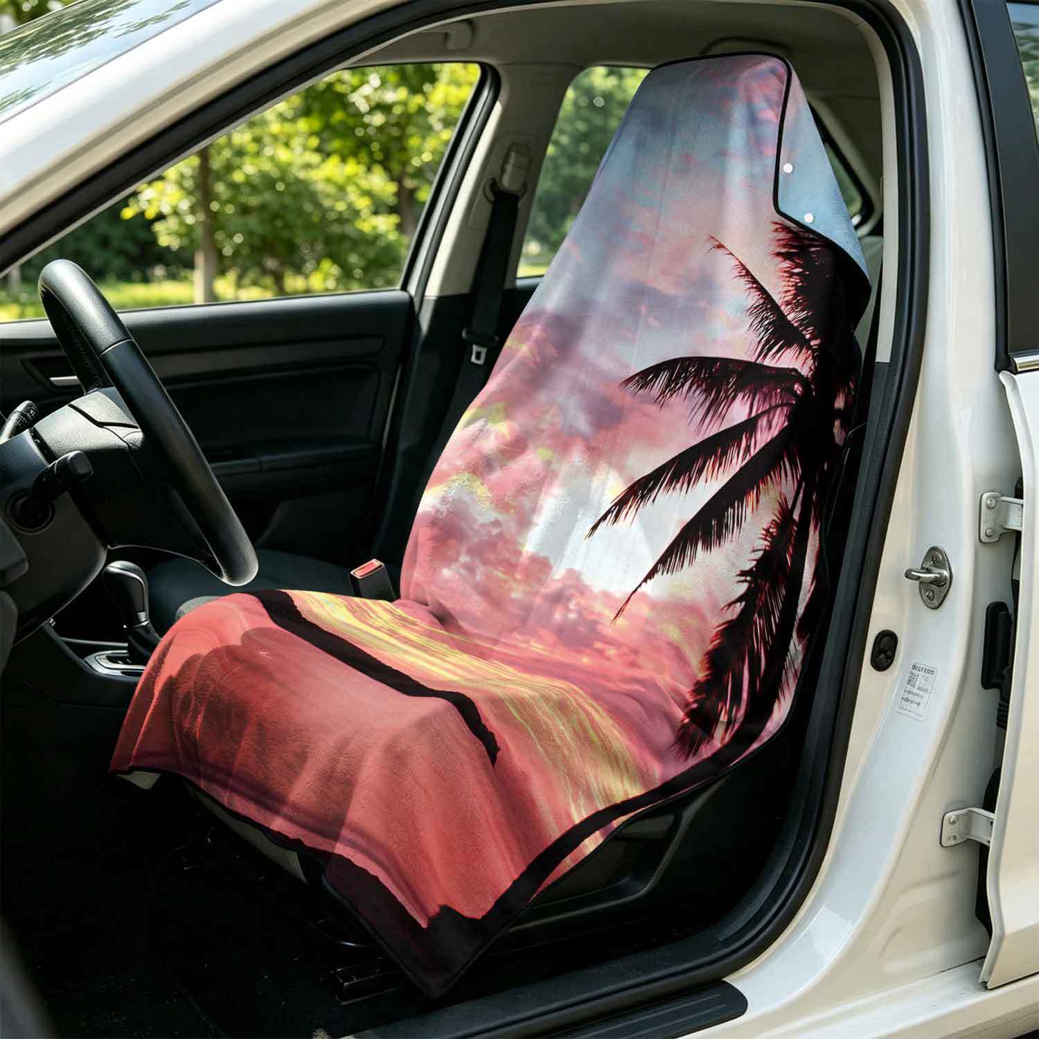 Printed bath towel and car seat cover 2-in-1, ultra-fine fiber outdoor beach and car dual-use universal seat cushion