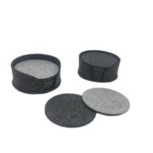 亚马逊毛毡杯垫 10件套防滑耐热可洗餐垫玻璃茶杯垫深灰色圆形