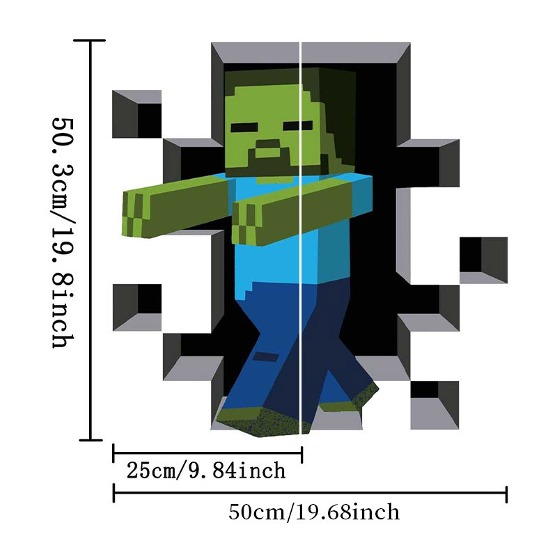 クロスボーダー Minecraft ランアウェイ Minecraft ウォールステッカー リビングルーム 子供部屋 ウォールステッカー 3D 壊れた壁 ウォールステッカー|undefined