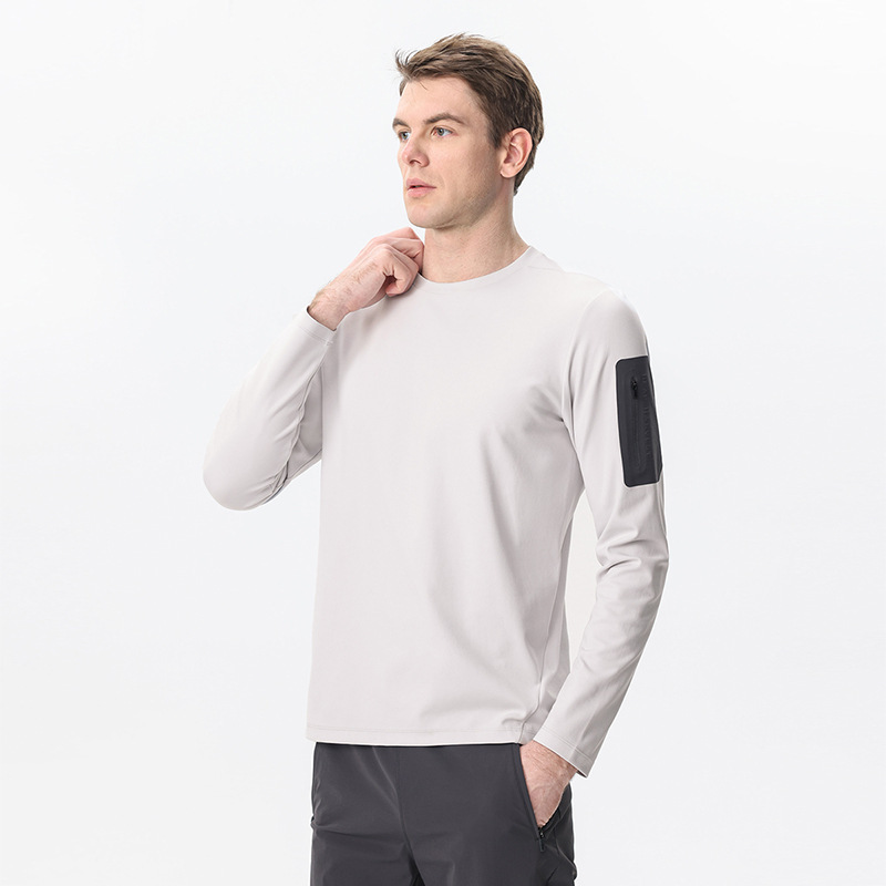 Hh Same Style Spring and Summer Running Fitness Round Neck Long-Sleeved Quick-Drying Training New Outdoor Sports and Leisure Sun Protection Zipper 01