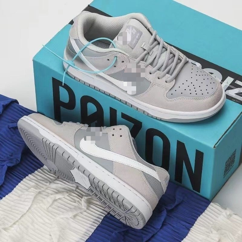 &&2025 North Fox gray and white thick-soled low-top air-cushioned skate shoes for men