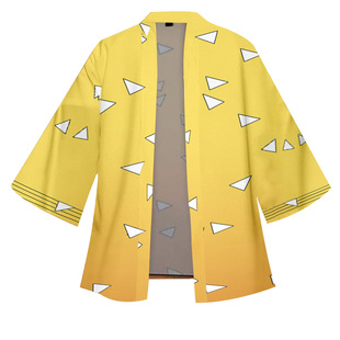 Cross-Border Popular Demon Slayer: Kimetsu No Yaiba Ear Clip Cape Cosplay Character Costume 3D Color Printing Cape Kimono Haori