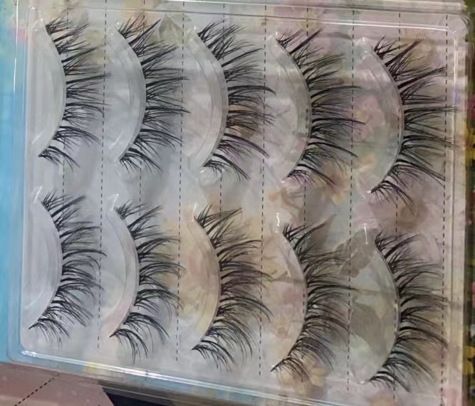 Suministro directo de fábrica transfronteriza natural larga Cruz gruesa japonés 3D afilado tallo transparente Luna doblar pestañas postizas