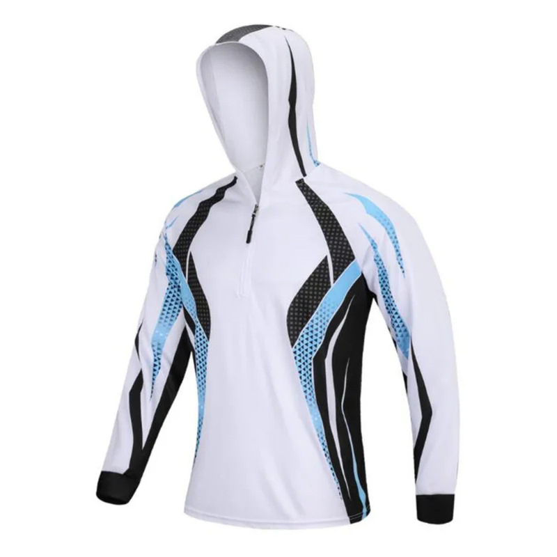 2024 New Summer Men's Hooded Zipper Fishing Suit Sunscreen Shirt Breathable Quick-drying Long-sleeved Sunscreen Fishing Suit