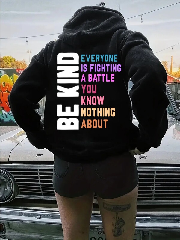 Kindness, Everyone Is Fighting Printed Women's Hoodie Harajuku Crewneck Hoodie Fashion Casual Hoodie