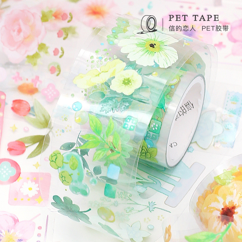 PET crystal transparent tape Fangye Lilith flowers and plants small…