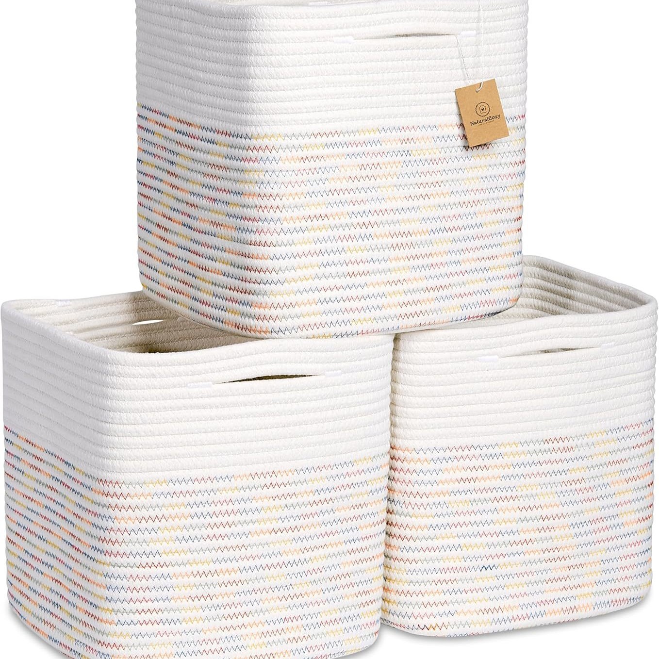 Amazon ofrece una cesta de ropa sucia de algodón para juguetes para bebés, estantes de almacenamiento de armario, cesta de toallas de baño plegable