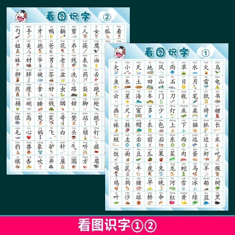 儿童宝宝看图识字挂图幼儿园小孩启蒙早教认字汉字表学习神器墙贴|undefined