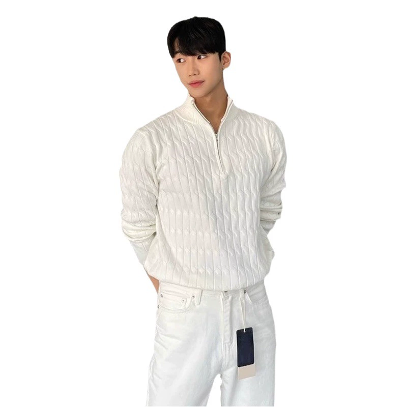 Модный стильный высококачественный ленивый свитер с высоким воротом на молнии, мужской пуловер, трикотаж с длинными рукавами, универсальное пальто, Топ