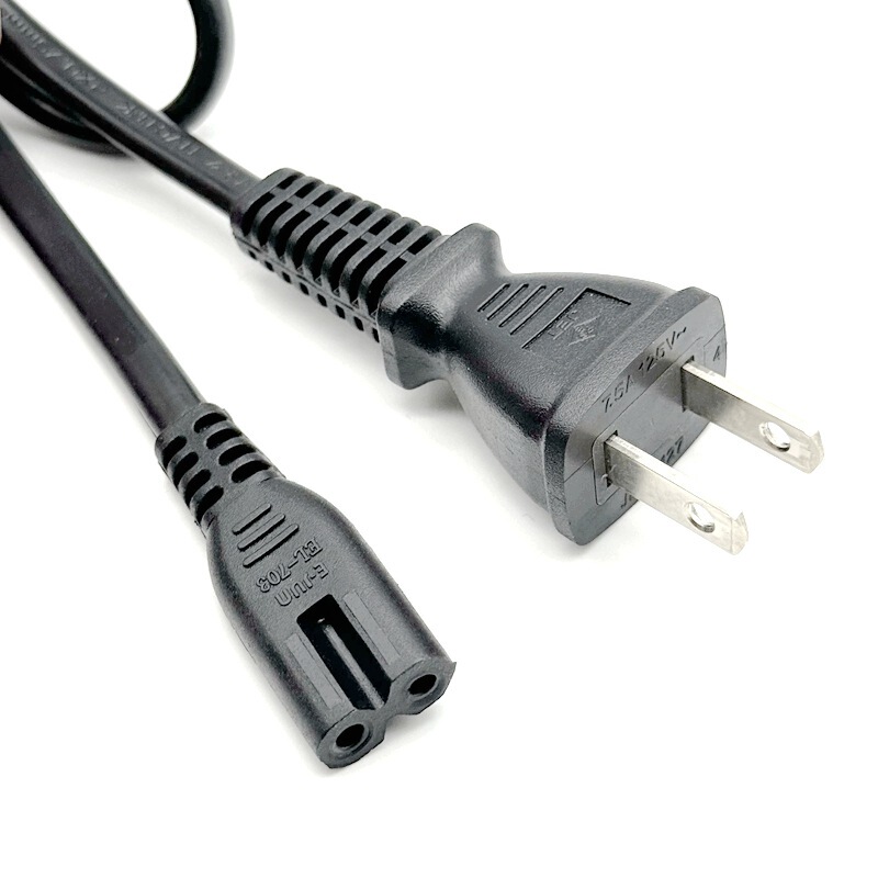 PSE Nikkei Two-Plug Power Cord 90-degree Elbow Japanese Two-Plug 8-End Nikkei Audio Projector Plug Cable