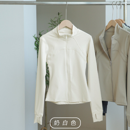 Zip-up stand collar women's running fitness sports top outerwear slim fit tight long sleeve yoga outfit