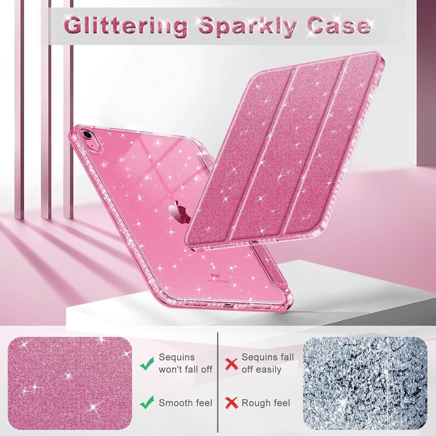 Funda protectora para iPad 11.ª generación 2026, set de funda acrílica con purpurina anti-doblez para iPad Air 8 con ranura para lápiz, funda para Air 11 A17