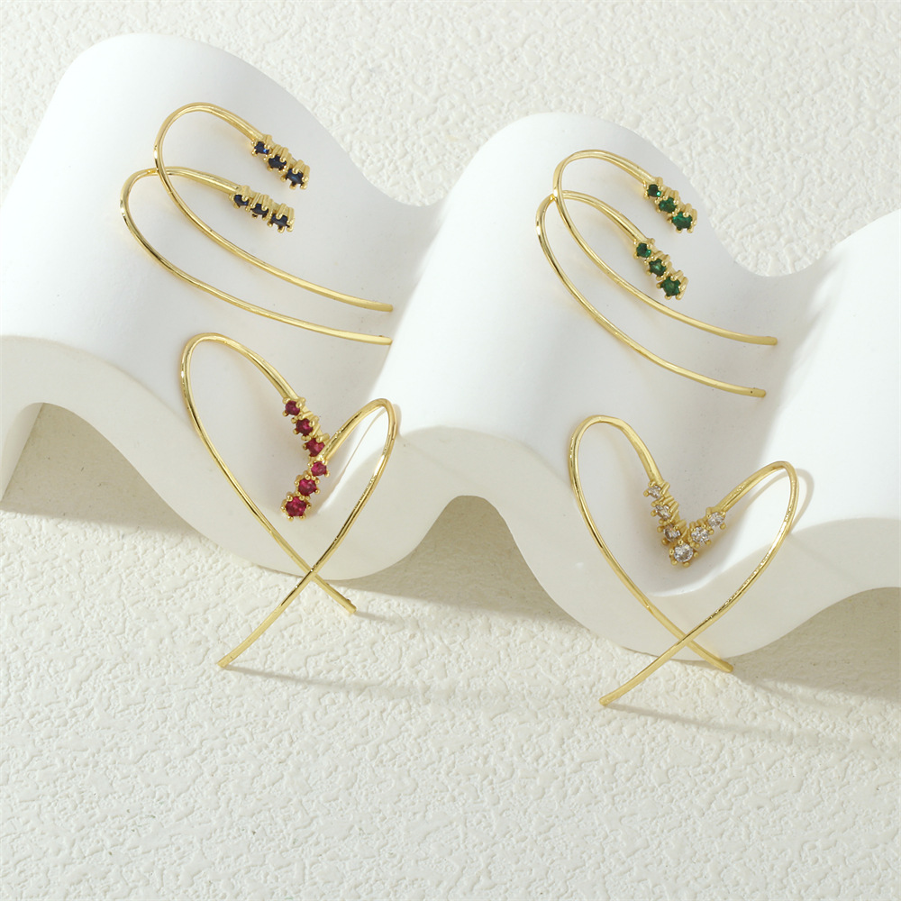 Copper trend elegant fashionable earrings with zircon