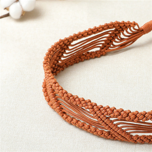 New ethnic style skirt with Bohemian vintage woven beaded rope DIY lady belt