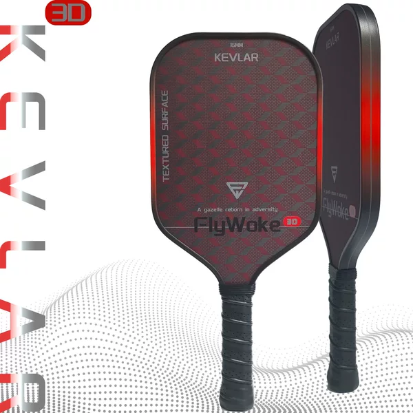 18K3D Stereo Pattern Red Kevlar Carbon Fiber Mixed Pickleball Racket Gradient Edge Professional Grade Set for Students