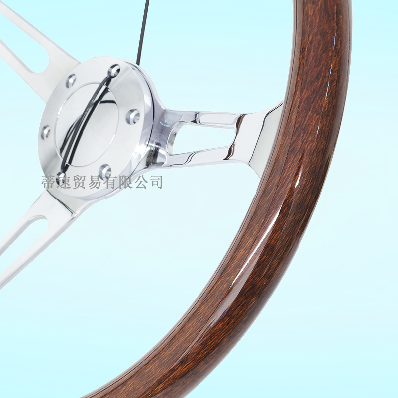 Best-selling modified car steering wheel, classic retro 15inch peach wood color steering wheel, 380MM electroplated bracket with concave center