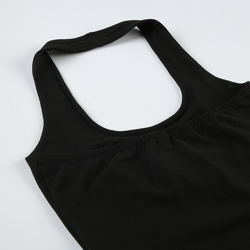 Summer Street Sports Fitness Halter Jumpsuit Solid Color Tight Sexy Casual Sleeveless Jumpsuit Shorts