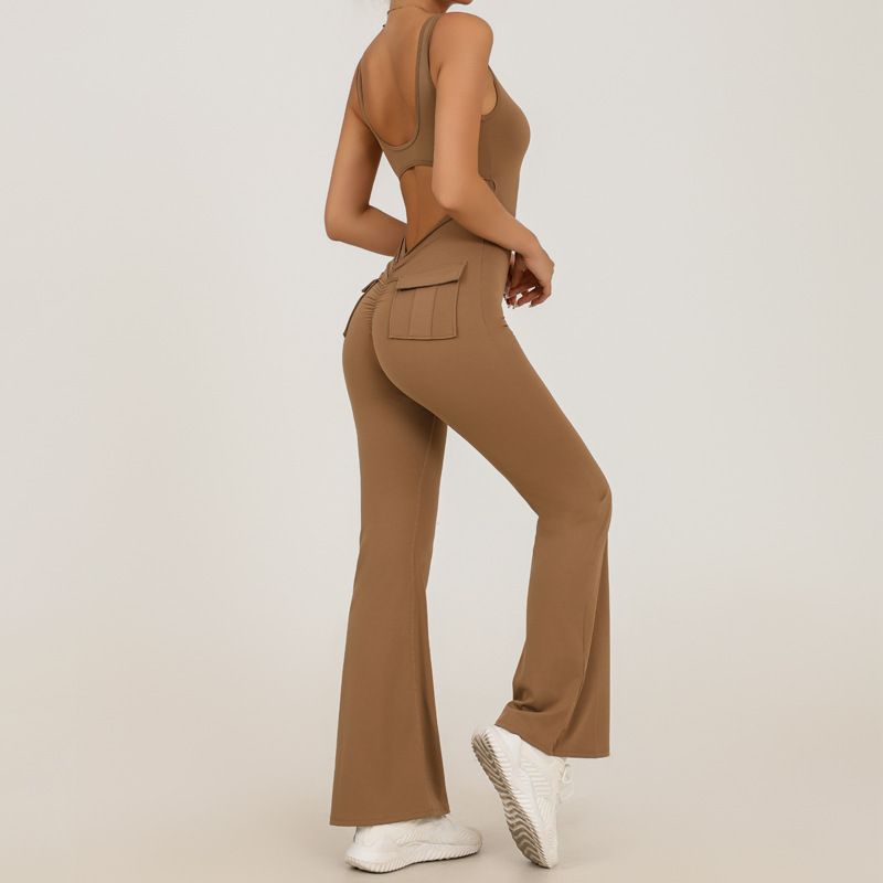 Europa y los Estados Unidos transfronterizos huecos belleza de yoga de espaldas uniones de mujer ropa de elevación de caderas herramientas de bolsillo pantalones deportivos de fitness