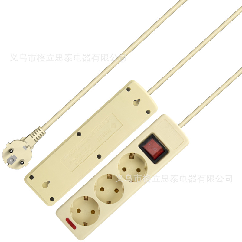厂家批发欧式插座拖线板多功能1.5米带线欧规插板接线板欧标排插