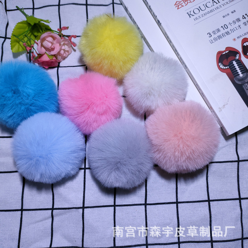 Lote de fábrica 56789 Bola de piel de imitación pequeña bola de peluche de color Bola de piel accesorios de joyería imitación Rex conejo Bola de piel colgante