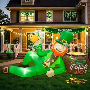 Cross-border St. Patrick's Day Inflatable Cartoon Air Model Toy Irish Elf Four-leaf Clover Outdoor Courtyard Decoration
