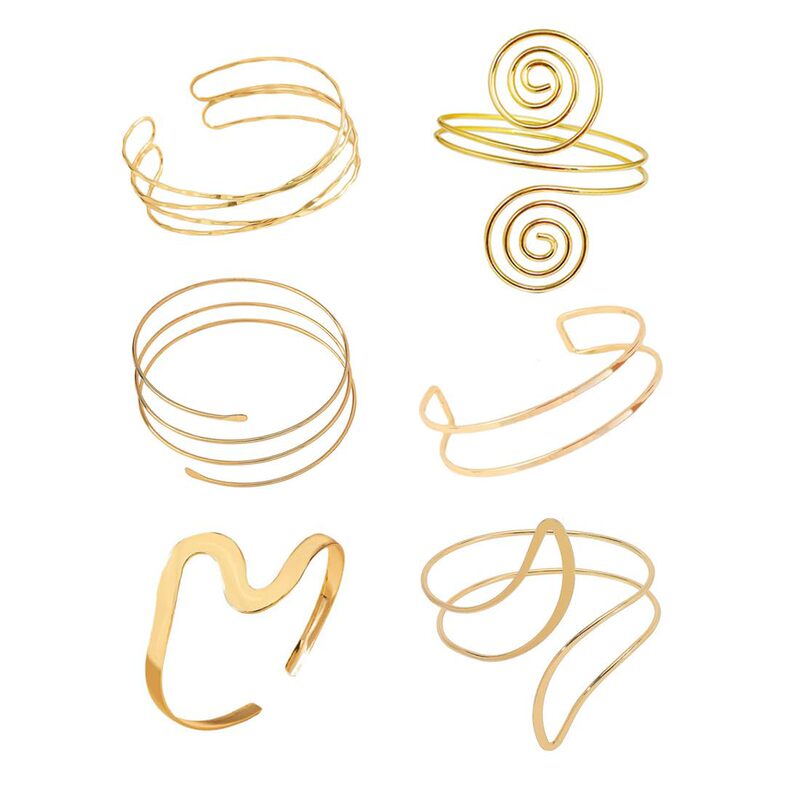 Cross-Border European and American Simple Upper Arm Cuff Bracelet Temperament Moon Wave Hammer Forged Cuff Bracelet Jewelry Birthday Gift