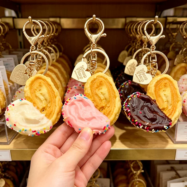 Pvc Fun Cookie Imitation Food Chocolate Sauce Butterfly Pastry Keychain Versatile Bag Accessory for Girls